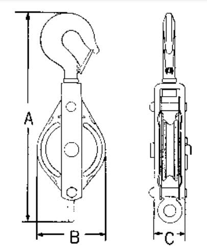 スリーエッチ フック型滑車(ステンレス) 100mm/1ton EA987HJ-22