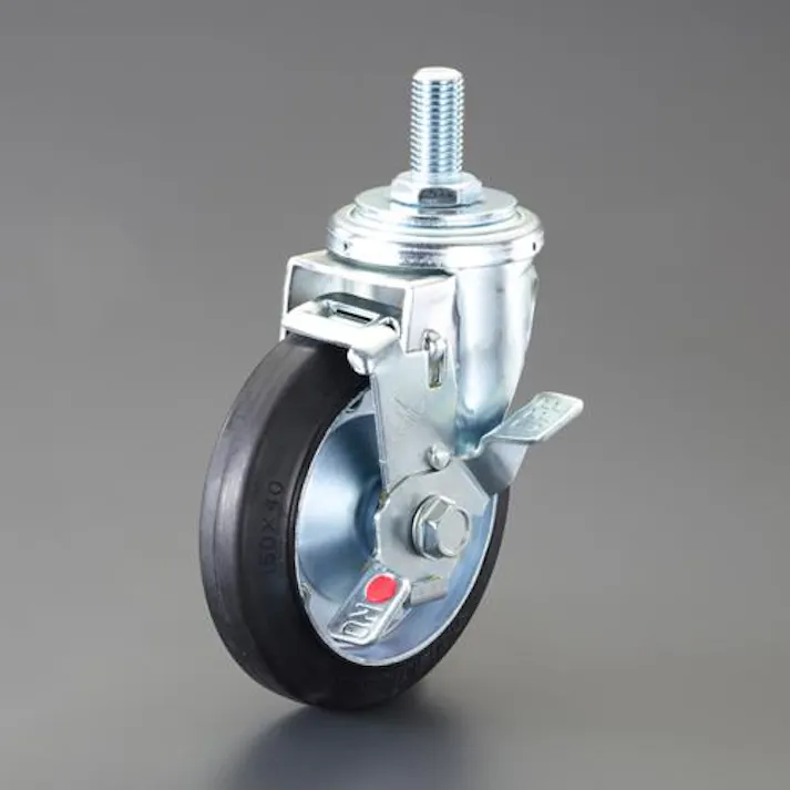 ナンシン 150mm キャスター(自在金具・ねじ式・ブレーキ付・ゴム) EA986PT-343 4550061936740(CDC)【別送品】