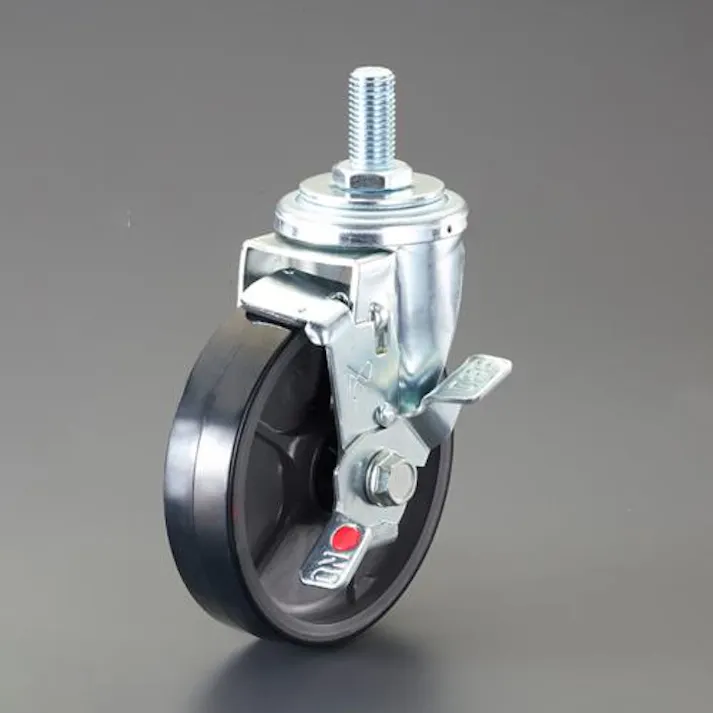 ナンシン 100mm キャスター(自在金具・ねじ式・ブレーキ付・ウレタン EA986PT-346 4550061996621(CDC)【別送品】