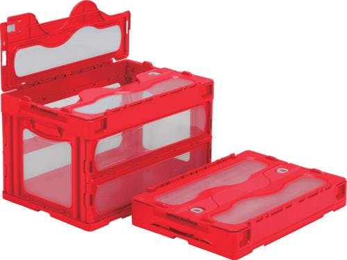 三甲(サンコー) 折畳コンテナ(赤/蓋付) 530x366x334mm/50.2L EA506AA-142 4518340259416【別送品】