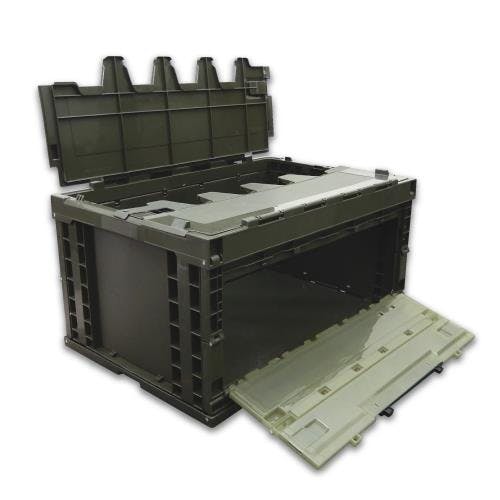 ESCOオリジナル 折畳コンテナ(OD/蓋・扉付) 649x439x327mm/76.2L EA506AA-23D 4548745244120【別送品】