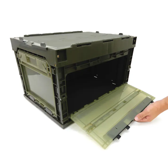 ESCOオリジナル 折畳コンテナ(OD/蓋・窓付5個) 531x368x334mm/50L EA506AA-35E 4550061430064【別送品】