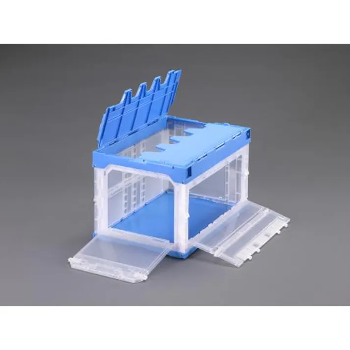 三甲(サンコー) 折畳コンテナ(透明/青) 531x368x334mm/49.6L EA506AA-46 4518340199651【別送品】