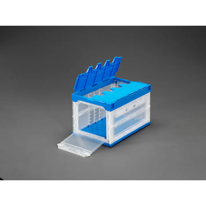 三甲(サンコー) 折畳コンテナ(透明/青) 531x368x334mm/49.6L EA506AA-46 4518340199651【別送品】