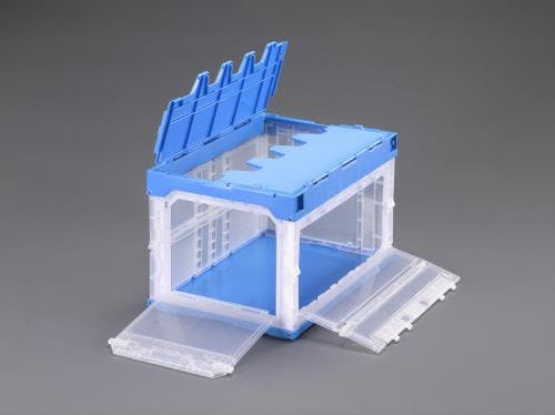 三甲(サンコー) 折畳コンテナ(透明・青/5個) 531x368x334mm/49.6L EA506AA-46A 4518340258983【別送品】