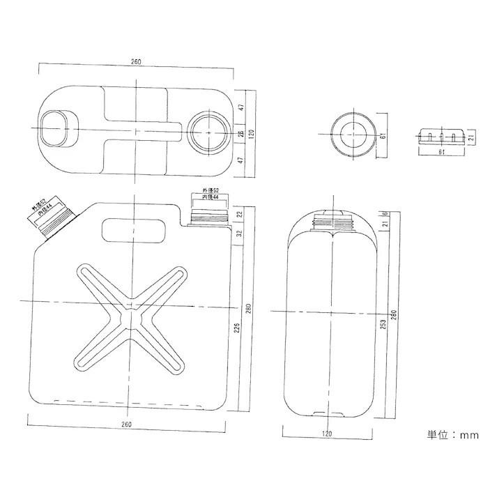 瑞穂化成工業 ポリタンク(ノズル無/6個) 5L EA508AT-105B 4518340991866【別送品】