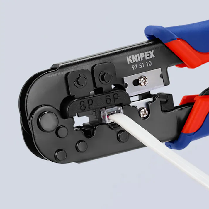 KNIPEX(クニペックス) 圧着ペンチ(モジュラー用) 6P・8P EA538KM-2 4518340102767【別送品】