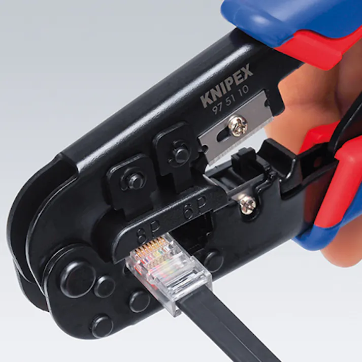 KNIPEX(クニペックス) 圧着ペンチ(モジュラー用) 6P・8P EA538KM-2 4518340102767【別送品】