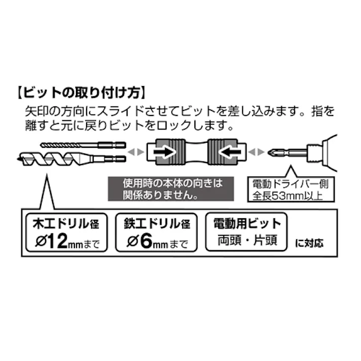 アネックスツール(Anex) ジョイントビットホルダー 1/4”Hex/50mm EA611AX-111 4550061733790【別送品】