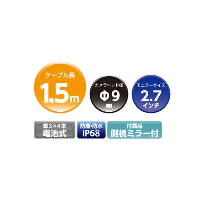 ハンディースコープ φ9.0mmx1.5m EA750FS-21 4548745843101【別送品】