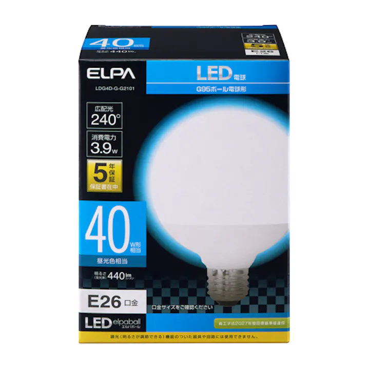 朝日電器(ELPA) LED電球(昼光色) AC100V/3.9W/E26 EA758XA-91 4550061538326【別送品】
