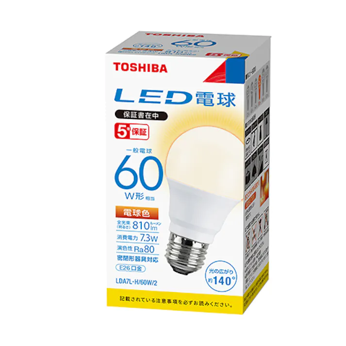 東芝ライテック(TOSHIBA) AC100V/7.3W/E26 電球/LED(電球色) 電球・蛍光灯 4550061465103 EA758XY-5E(CDC)【別送品】