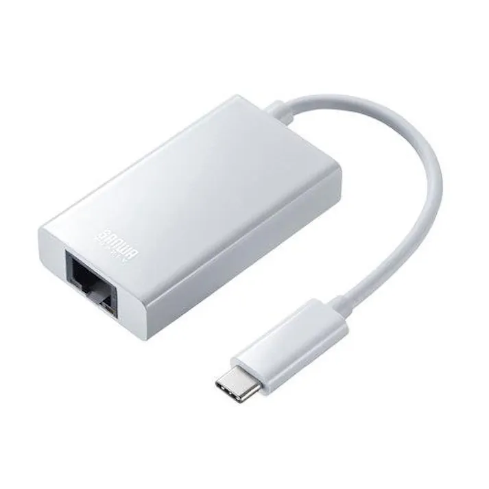 サンワサプライ LANアダプター(TypeC/USBポート付/ホワイト) オフィス用品、備品 4550061896129 EA759GY-40A(CDC)【別送品】