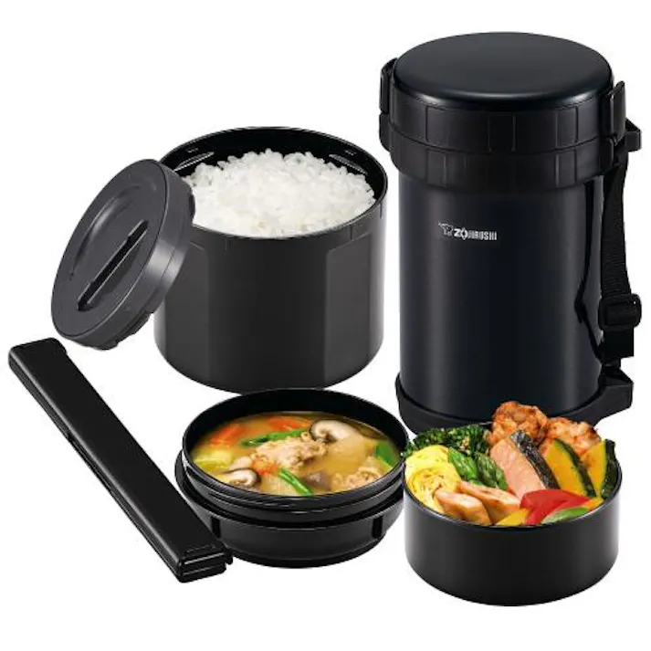 象印マホービン(ZOJIRUSHI) 790+400+280ml ランチジャー(黒/ステンレス製) 家庭電化製品 4518340279155 EA763AV-2E(CDC)【別送品】