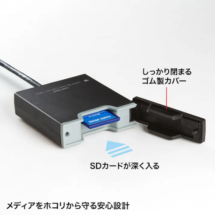サンワサプライ カードリーダー(SDカード用/ゴム製カバー付) USB3.0 EA764A-181A 4550061936160【別送品】