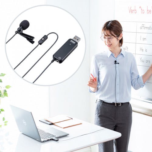 サンワサプライ ピンマイク 2.5m EA764AB-166 4550061962985【別送品