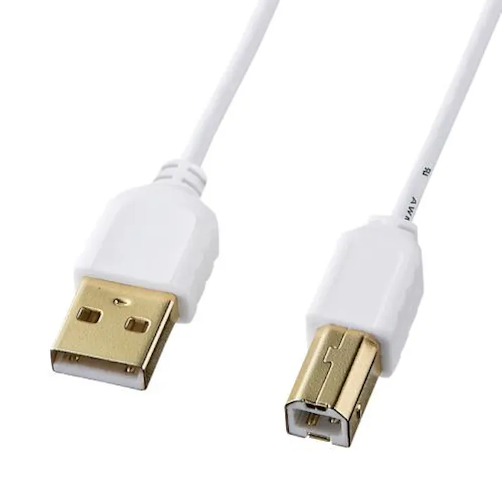サンワサプライ 1.5m USBケーブル(A-B/2.0対応/極細/白) オフィス用品、備品 4550061689806 EA764AJ-118(CDC)【別送品】