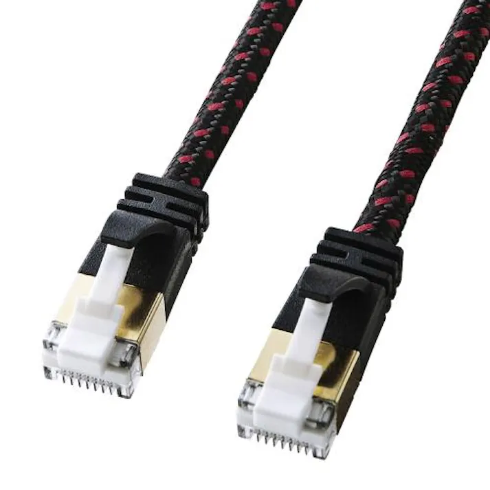 サンワサプライ 2 m LANケーブル(CAT7/スリムメッシュケーブル) オフィス用品、備品 4550061803417 EA764BA-120R(CDC)【別送品】