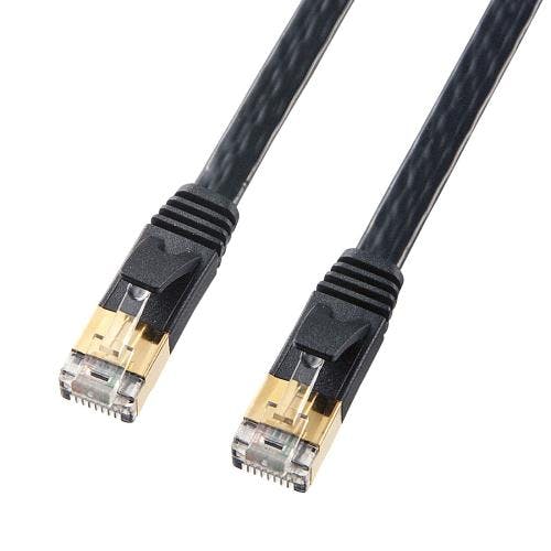 サンワサプライ フラットLANケーブル(CAT7/ブラック) 7m EA764BB-136 4550061810132【別送品】