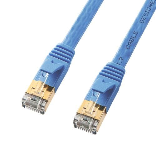 サンワサプライ フラットLANケーブル(CAT7/ブルー) 10m EA764BB-153 4550061812181【別送品】