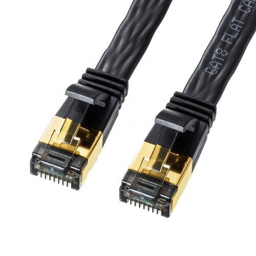 サンワサプライ フラットLANケーブル(CAT8/ブラック) 7m EA764BB-466 4550061960950【別送品】