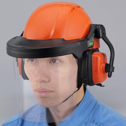 トーヨーセフティー 防災面(ヘルメット・イヤーマフ付) EA768HM-2A 4550061859148【別送品】