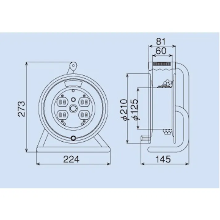 ハタヤリミテッド(HATAYA) AC125V/15A/10m コードリール(温度センサー付) ポータブル型コードリール 4548745725773 EA815BK-10A(CDC)【別送品】