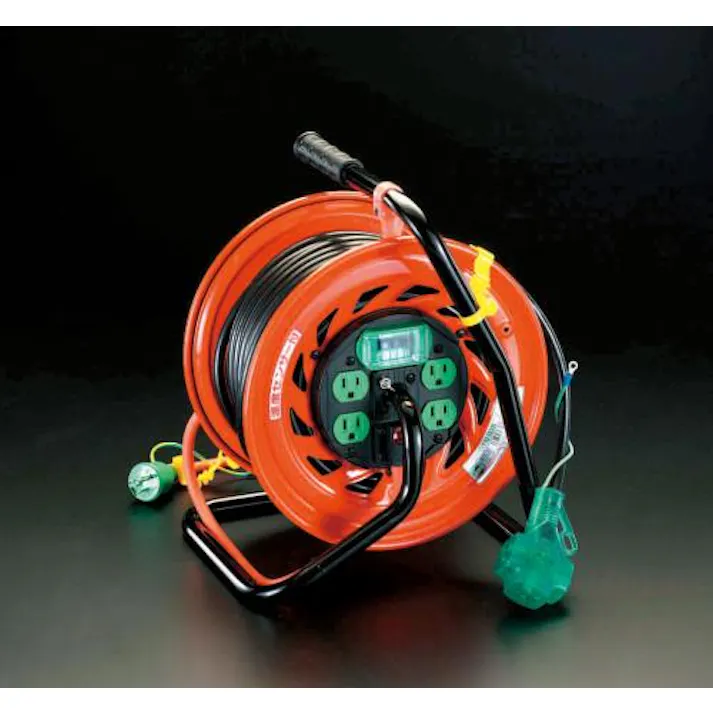 日動工業 AC125V/22A/30m コンセント固定リール(元置・ブレーカー) ポータブル型コードリール 4518340433212 EA815DA-13(CDC)【別送品】