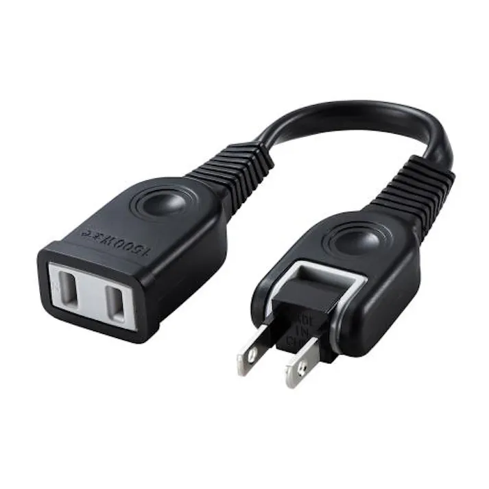 サンワサプライ 延長コード(スイングプラグ/黒) AC125V/15Ax0.1m EA815GA-91 4550061813515【別送品】