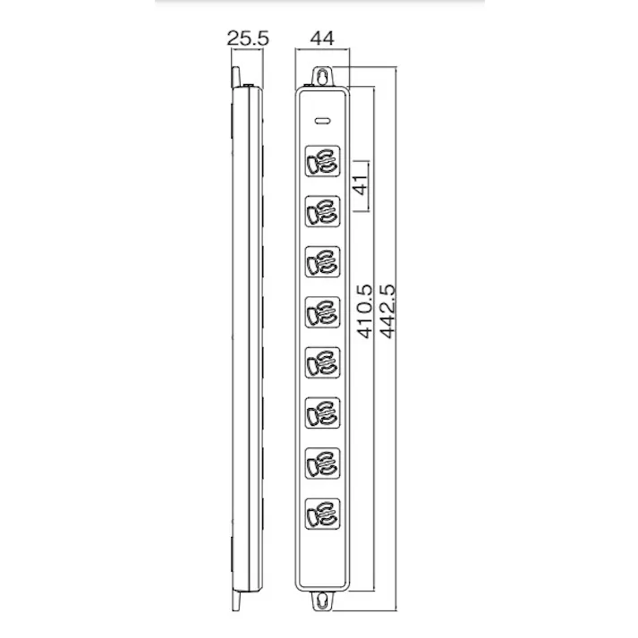 明工社 タップ(8口・ハーネスプラグ/抜け止) AC125V/15Ax5m EA815GK-282 4550061920305【別送品】