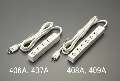 ヤザワコーポレーション タップ(抜け止め・雷サージ) AC125V/15Ax2m/6口 EA815GL-408A 4548745513400【別送品】