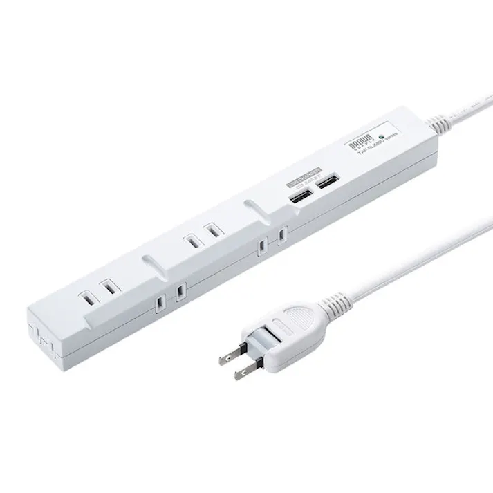 サンワサプライ タップ(USB充電ポート付) AC125V/14Ax2.0m EA815GM-207A 4550061402016【別送品】