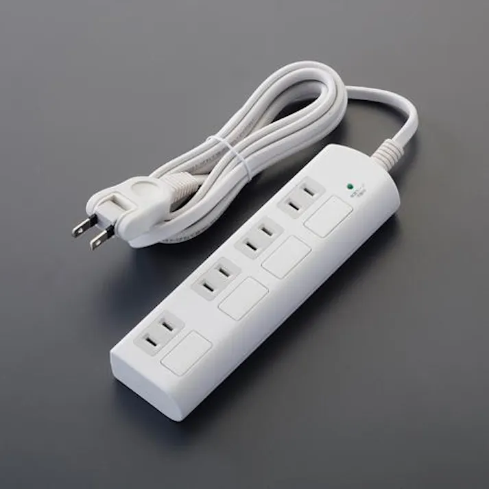 朝日電器(ELPA) AC125V/15Ax2mタップ(4口/個別スイッチ/雷サージ) タップ・延長コード 4550061469606 EA815GN-48(CDC)【別送品】