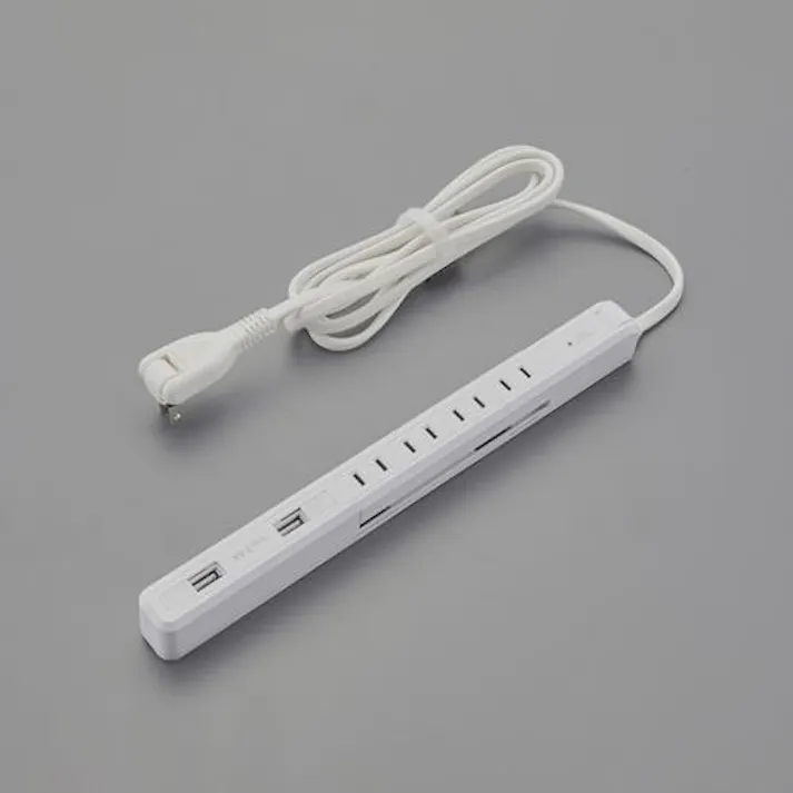 朝日電器(ELPA) AC100V/14Ax2m タップ(4口/USBポート/雷サージ) タップ・延長コード 4550061987827 EA815GN-66(CDC)【別送品】