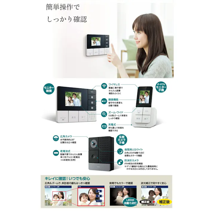 朝日電器(ELPA) ワイヤレステレビドアホン EA864BB-16A 4550061101049【別送品】