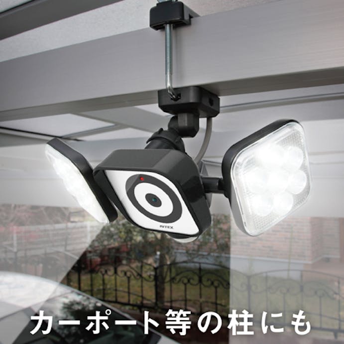 ムサシ  [AC100V/8Wx2]LEDセンサーライト(カメラ付) 防犯用品 4550061552193 EA864CA-91(CDC)【別送品】