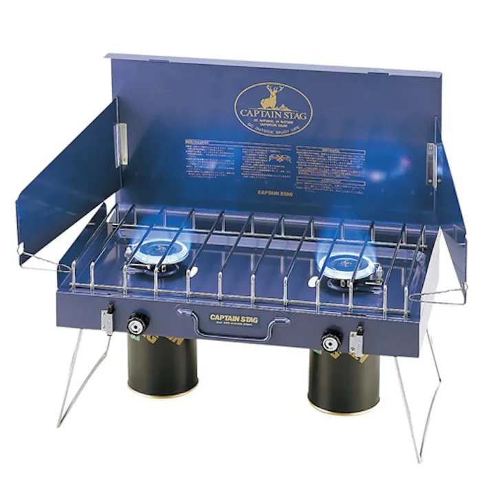 キャプテンスタッグ 640x330x490mm 2バーナー(カートリッジ式) 野営・キャンプ用品 4550061542804 EA913LF-2(CDC)【別送品】