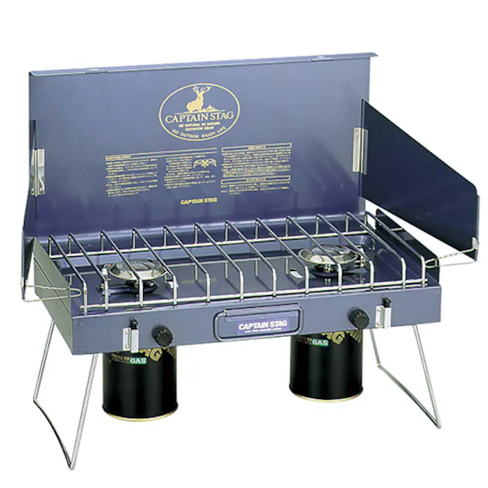 キャプテンスタッグ 640x330x490mm 2バーナー(カートリッジ式) 野営・キャンプ用品 4550061542804 EA913LF-2(CDC)【別送品】