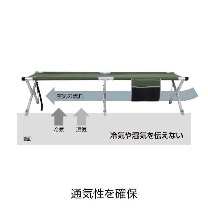 キャプテンスタッグ 1850x635x 435mm ベッド(ポータブル/OD色) 野営・キャンプ用品 4550061086162 EA913YG-17(CDC)【別送品】