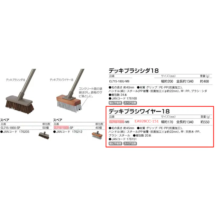 山崎産業(CONDOR) ワイヤーブラシ(ロングハンドル/4本) 1340mm EA928CC-151 4550061404676【別送品】