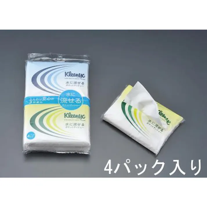 日本製紙クレシア(CRECiA) 水に流せるポケットティッシュ(クリネックス/4パック) 洗面・バス・トイレ用備品・消耗品・エチケット商品 4548745573718 EA929A-9(CDC)【別送品】