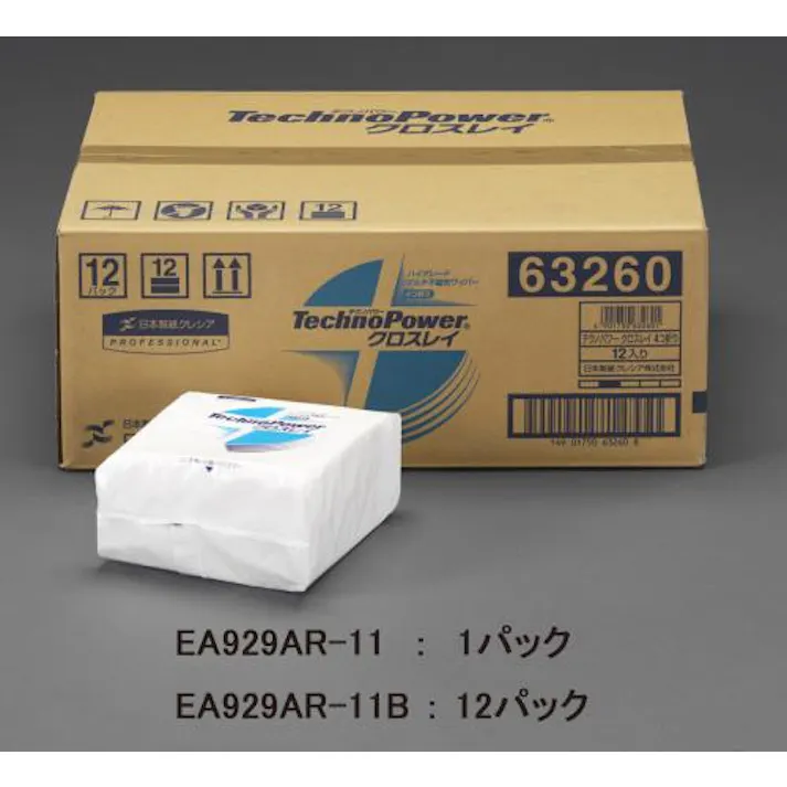 日本製紙クレシア(CRECiA) 335x343mm 工業用ワイパー(不織布/12パック) ウェス&工業用ワイパー 4548745859195 EA929AR-11B(CDC)【別送品】