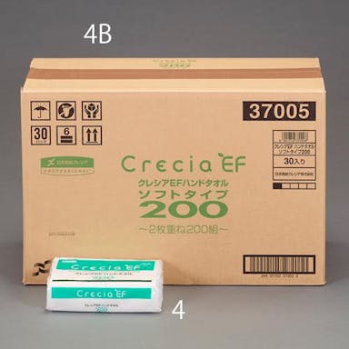 日本製紙クレシア(CRECiA)  218x230mm ハンドタオル(200組/30パック) 洗面・バス・トイレ用備品・消耗品・エチケット商品 4550061566299 EA929AX-4B(CDC)【別送品】