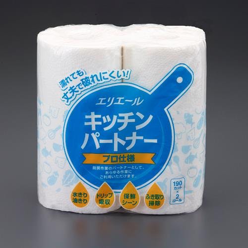 エリエール ペーパータオル(190カット/2ロール) 199x228mm EA929DF-8B 4550061881767【別送品】