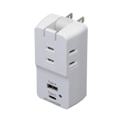 因幡電機産業(JAPPY) 3口タップ(USB A・Cポート各1個付) AC100V/14A EA940CD-271 4550061009529【別送品】
