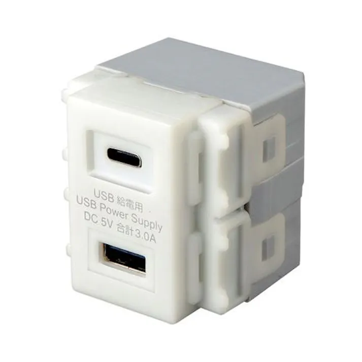 サンワサプライ USB給電用コンセント(USB TypeA・TypeC) (事務所・住宅用)スイッチ&コンセント・通信部材 4550061673935 EA940CF-89(CDC)【別送品】
