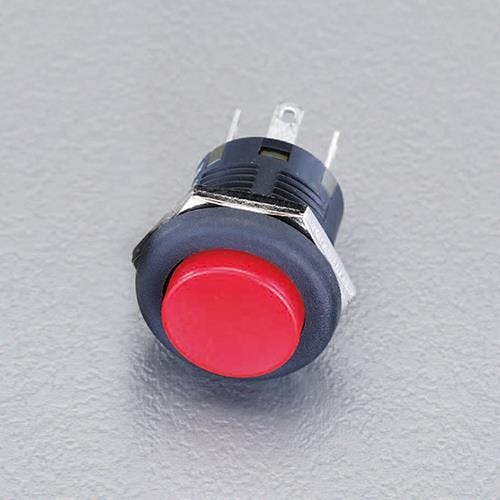 NKKスイッチズ 125V/3A 押しボタンスイッチ(2極双投/赤