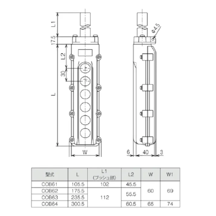 パトライト(春日電機) 押しボタン開閉器(防雨形・ホイスト用) 4点 EA940DF-102 4548745596762【別送品】