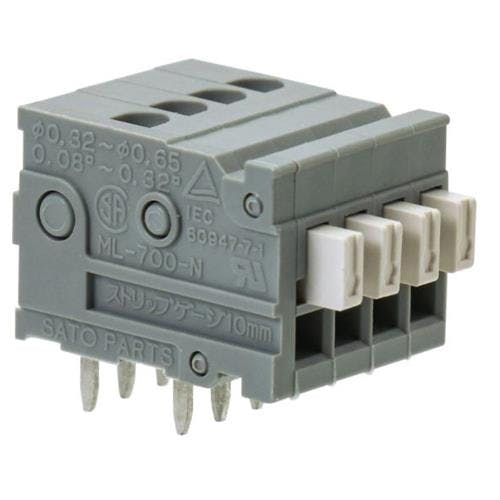 サトーパーツ スクリューレス端子台(基板用/白) 4極[50V/3A] EA940DM-204 4550061097045【別送品】