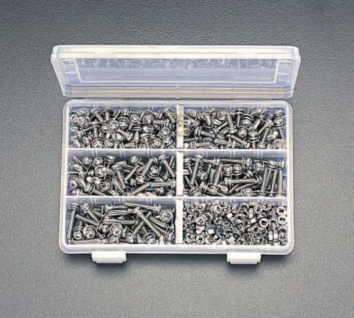 ESCO M5 ワッシャー付ねじナットセット(ステンレス製) 小ねじ・ナット